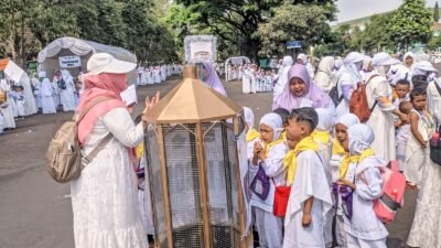 Ribuan siswa RA di Ciamis mengikuti manasik haji yang diselenggarakan oleh KKRA Ciamis/foto: istimewa