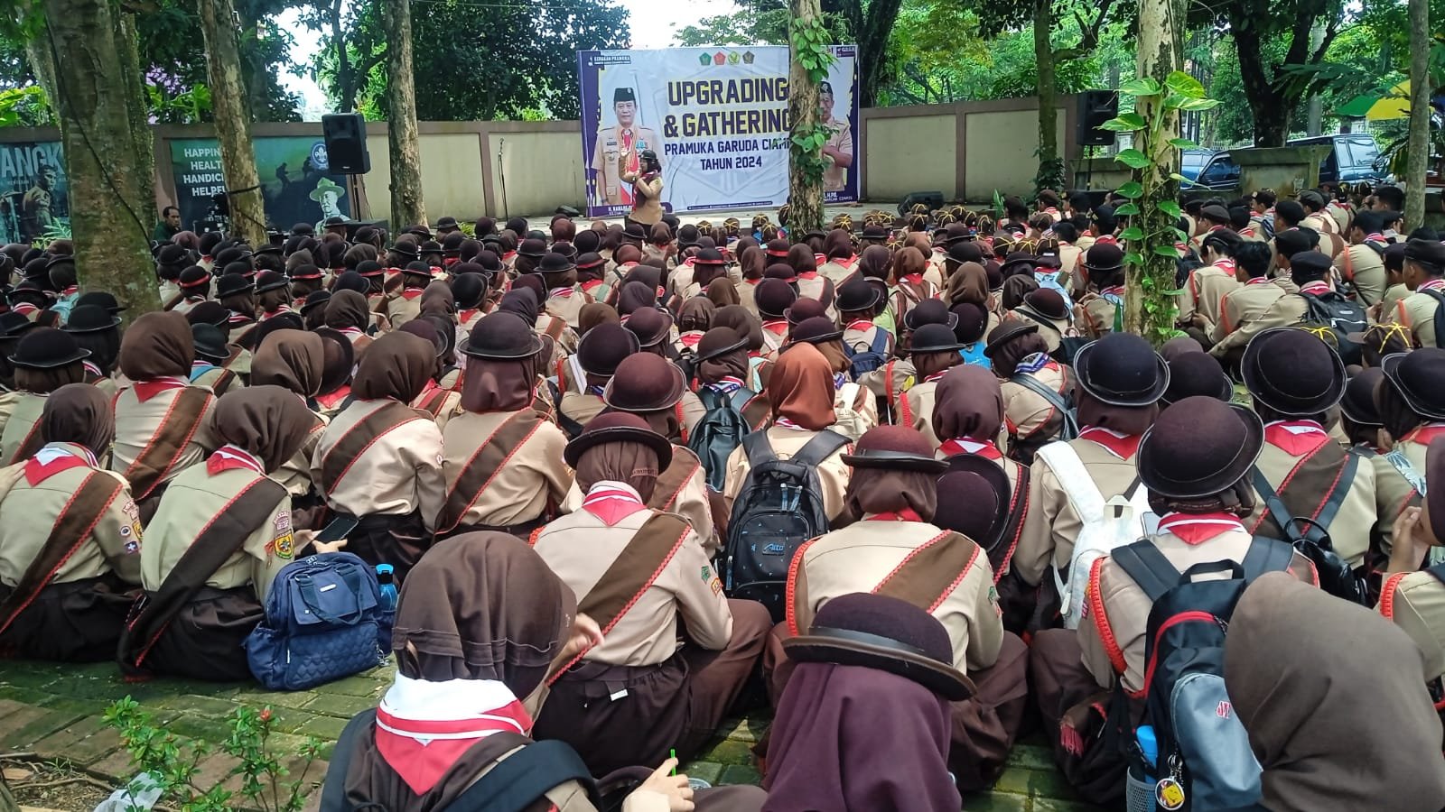 Upgrading dan gathering Pramuka Garuda Ciamia tahun 2024 di halaman gedung Kwarcab Ciamis. (Foto: Istimewa)