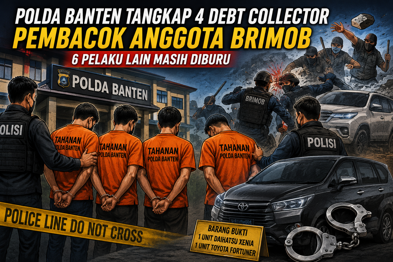 Polda Banten Tangkap 4 Pelaku, Enam Orang Masih Dalam Pengejaran Polisi